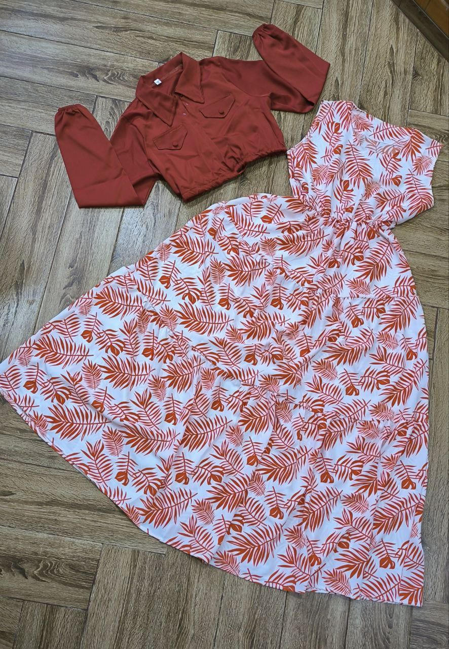 Ensemble deux piéce robe avec veste légére fine
