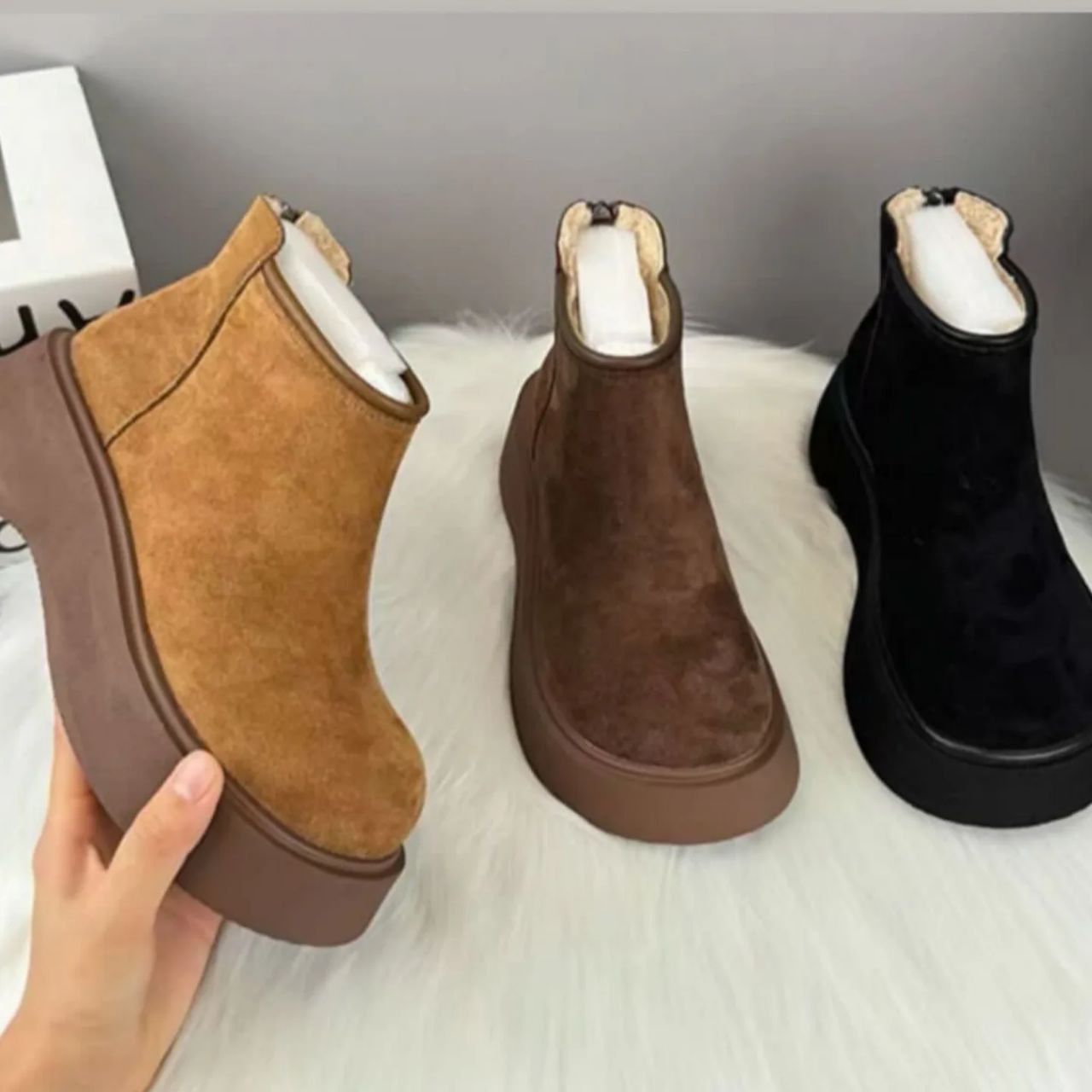 Chaussures birkin en velours a semelles epaisses pour femmes