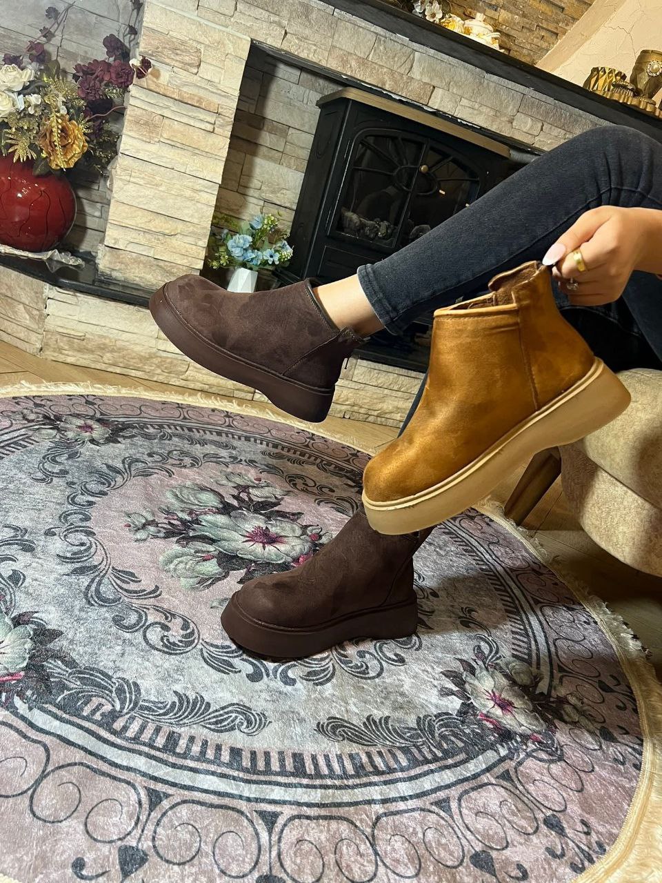 Chaussures birkin en velours a semelles epaisses pour femmes